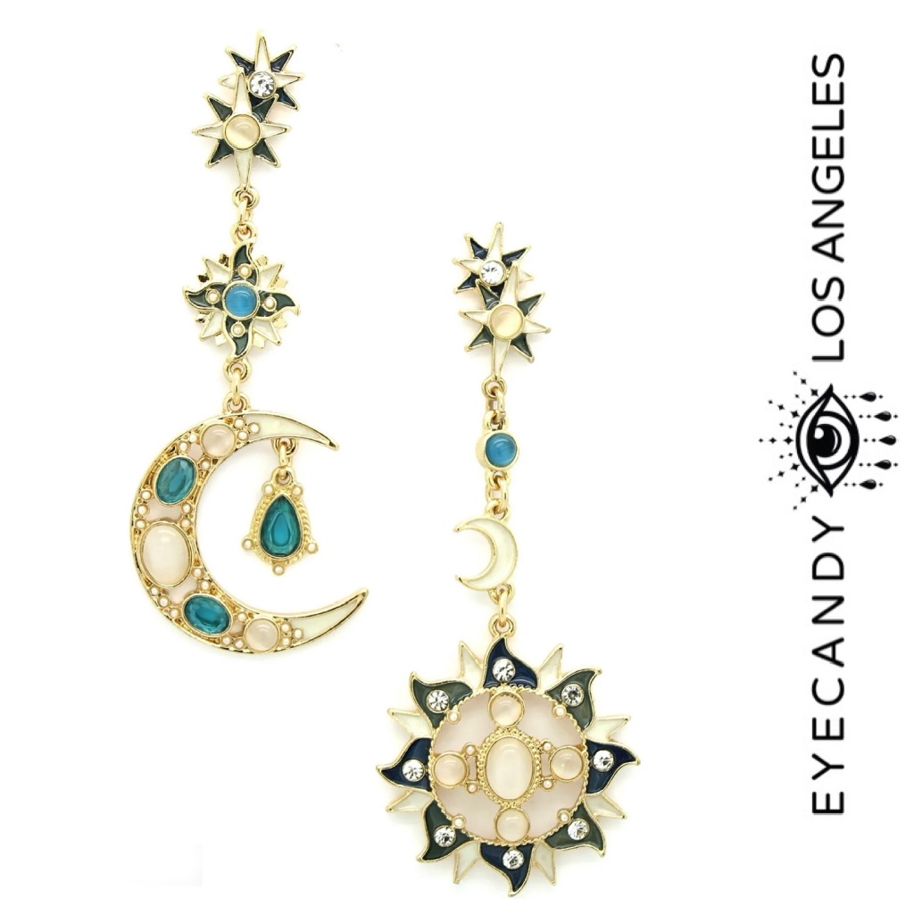 Nwt Eye Candy LA Sun Moon Drop Earrings Luxe Collection 35$